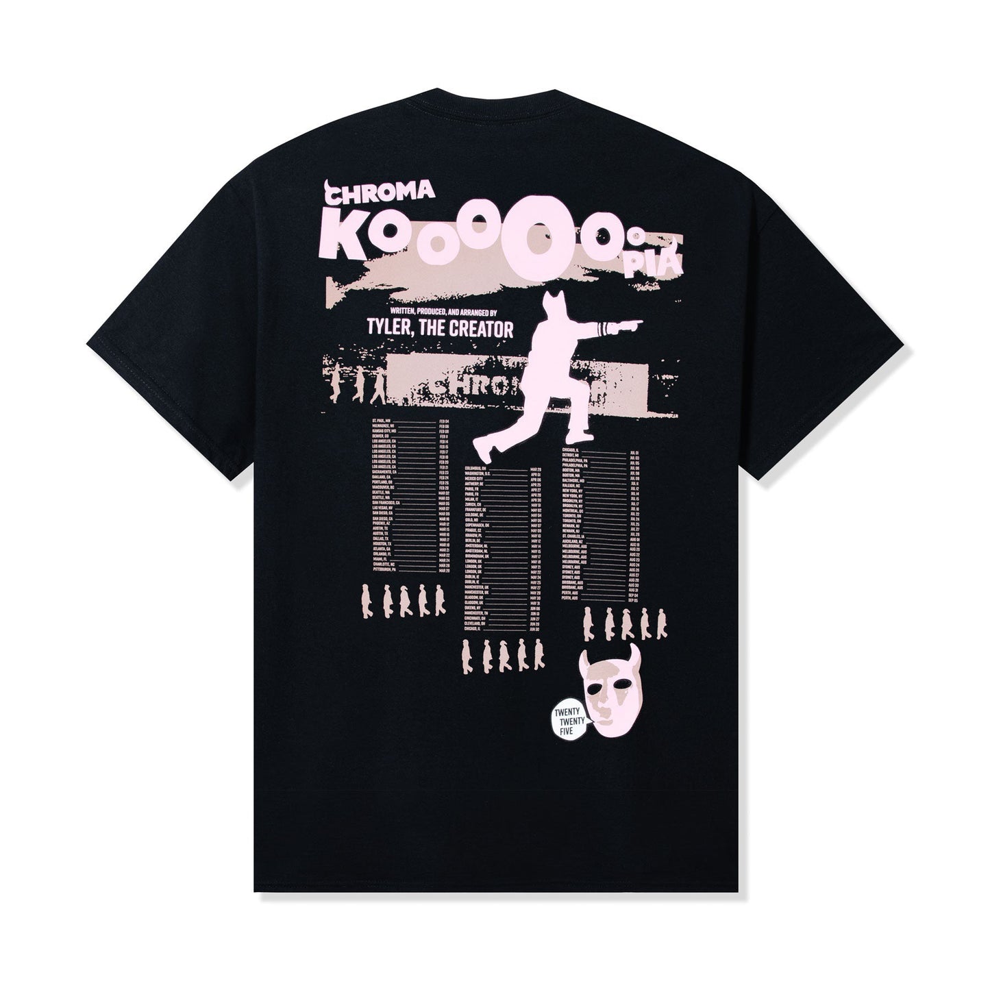 CHROMAKOPIA MERCH - CHROMAKOPIA SIGNATURE TOUR DATES PINK BLACK TEE